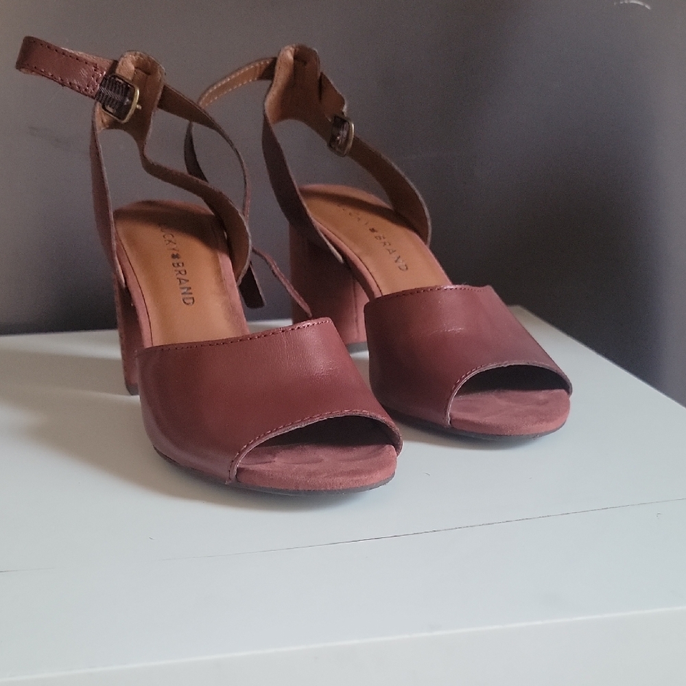 Red Chunky Heel Open-Toe Shoes